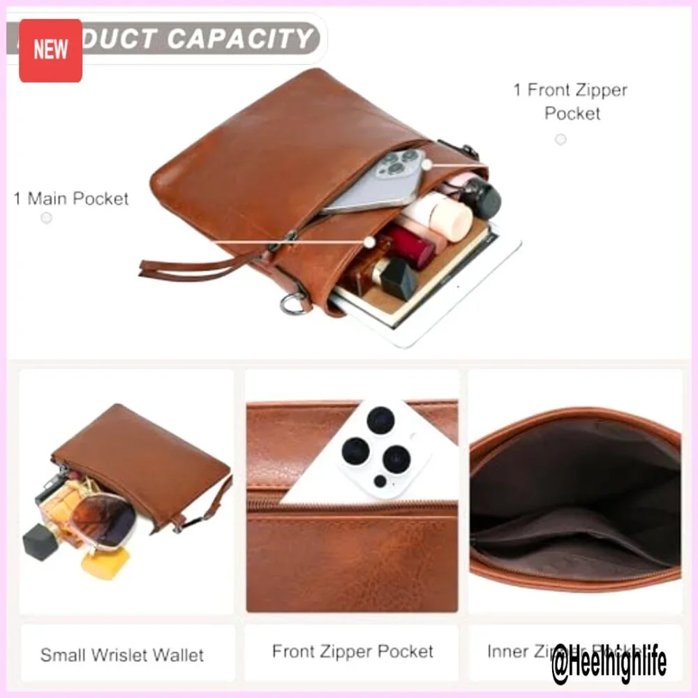 2-Piece Vegan Leather Hobo Bag Set with Adjustable Strap, Large Capacity